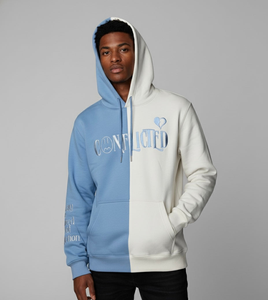 Conflicted Hoodie (Blue/White)