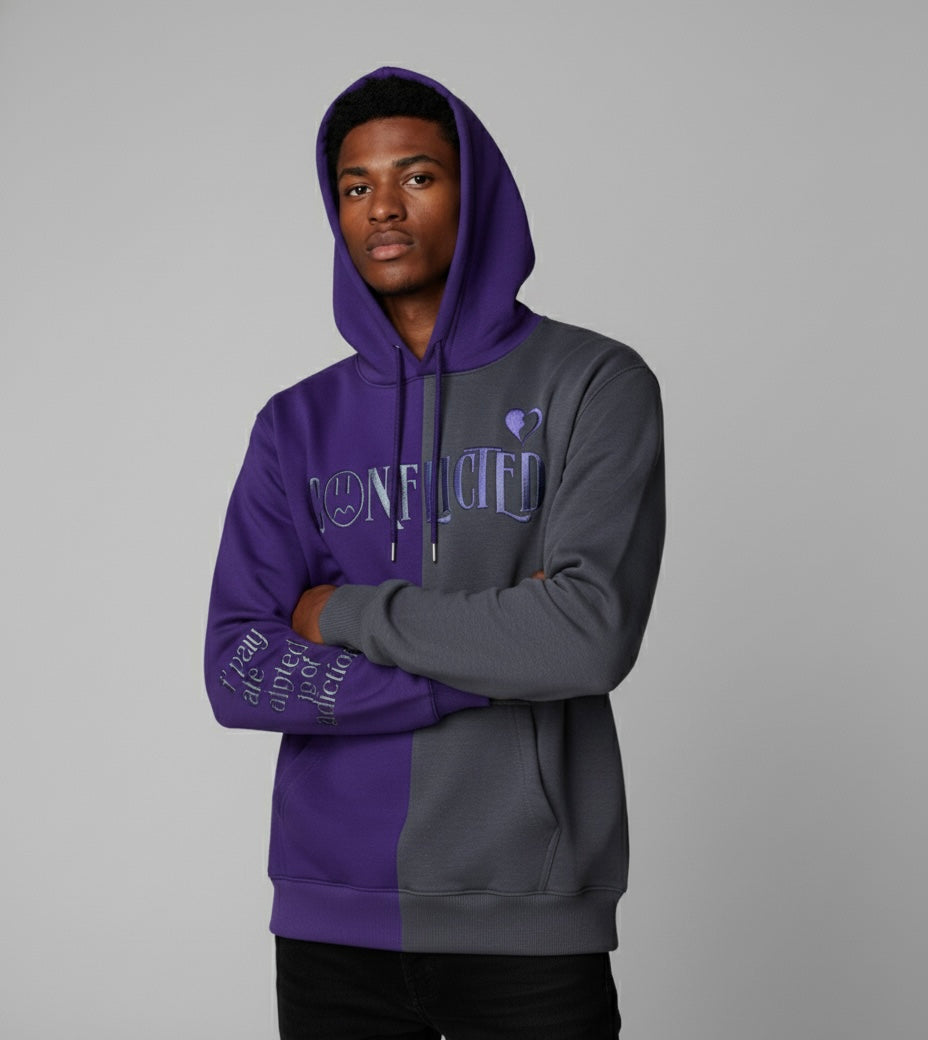 Conflicted Hoodie (Purple/Grey)