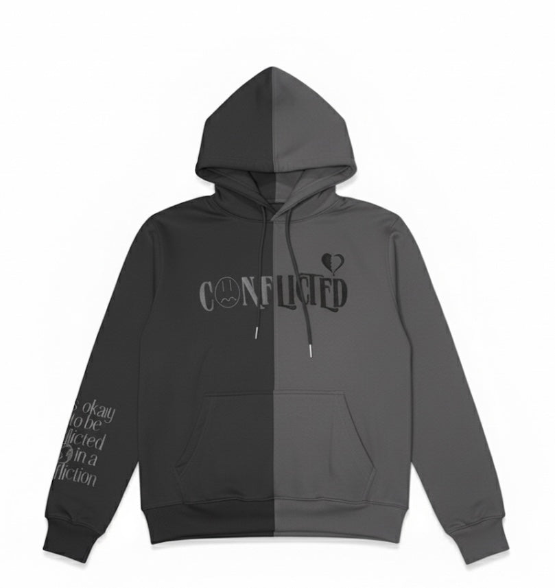 Conflicted Hoodie (Black/Grey)