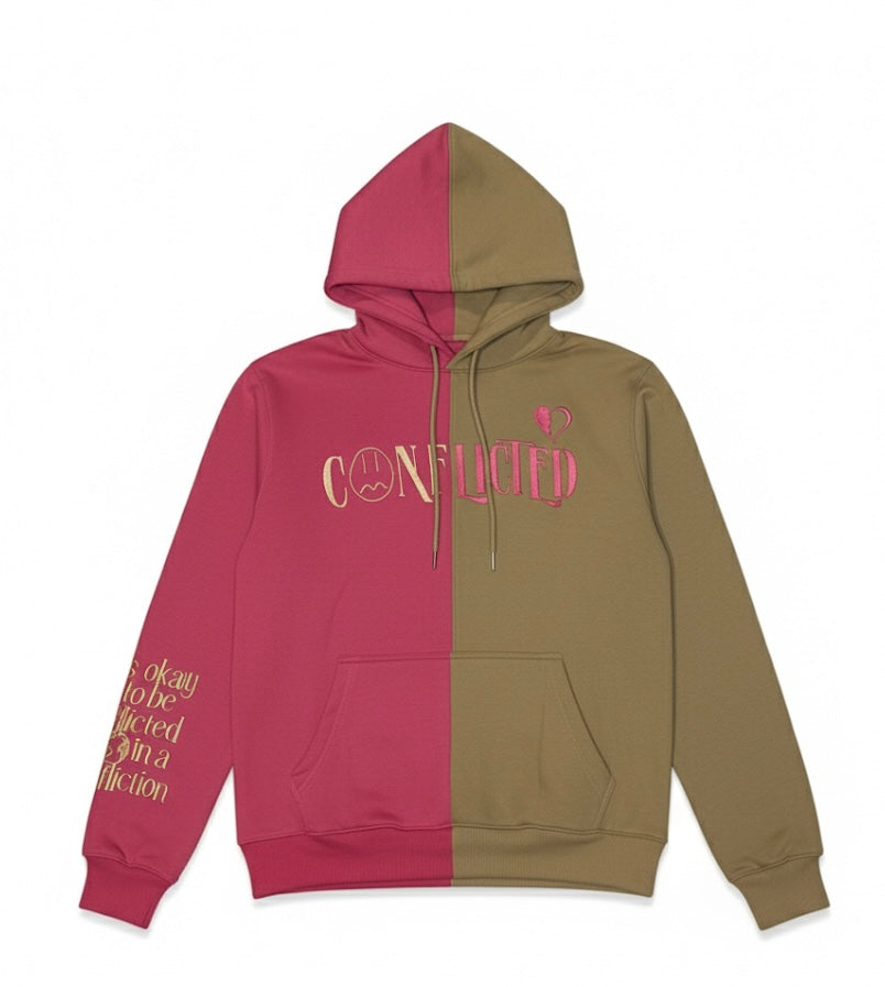 Conflicted Hoodie (Pink/Tan)