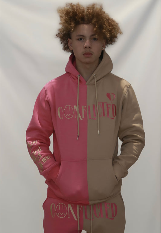 Conflicted Sweatsuit (Pink/Tan)