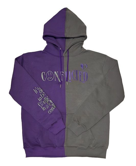 Conflicted Hoodie (Purple/Grey)