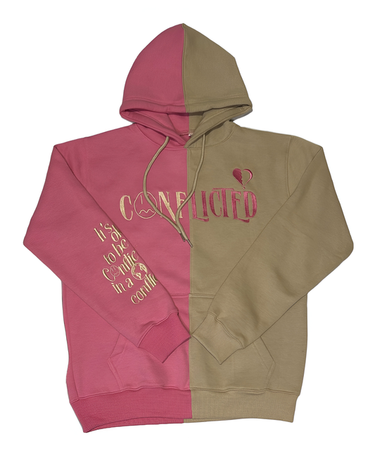 Conflicted Hoodie (Pink/Tan)