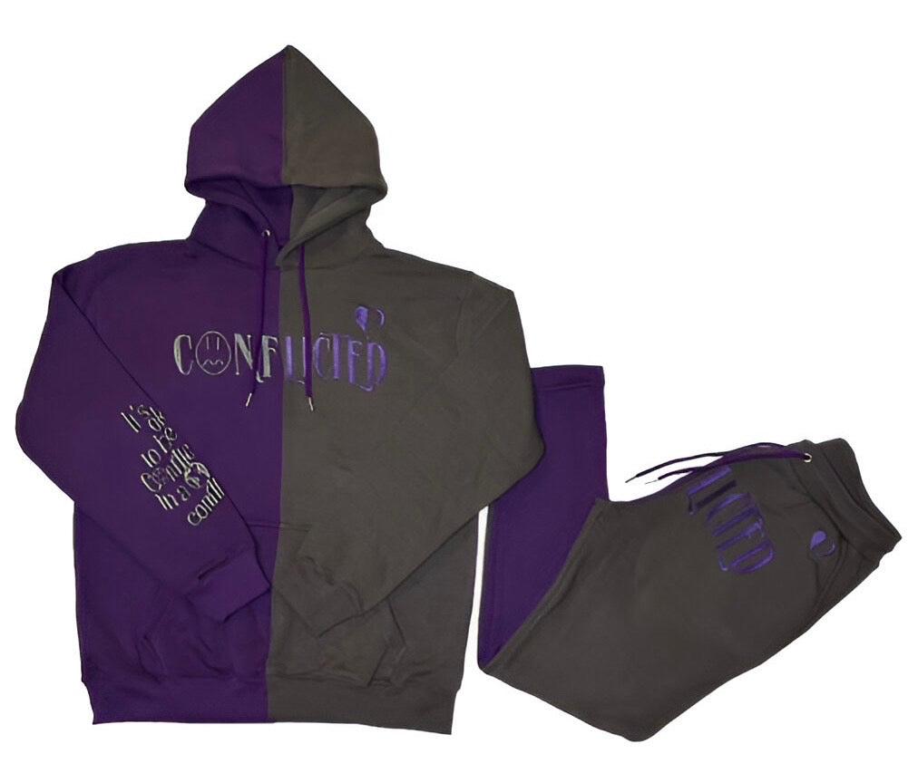 Conflicted Sweatsuit (Purple/Grey)