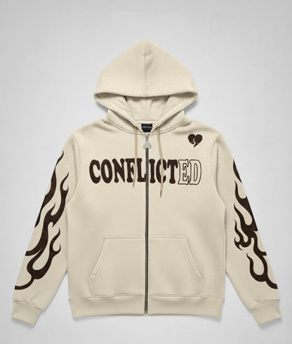 Cream Rhinestone And Flame Jacket