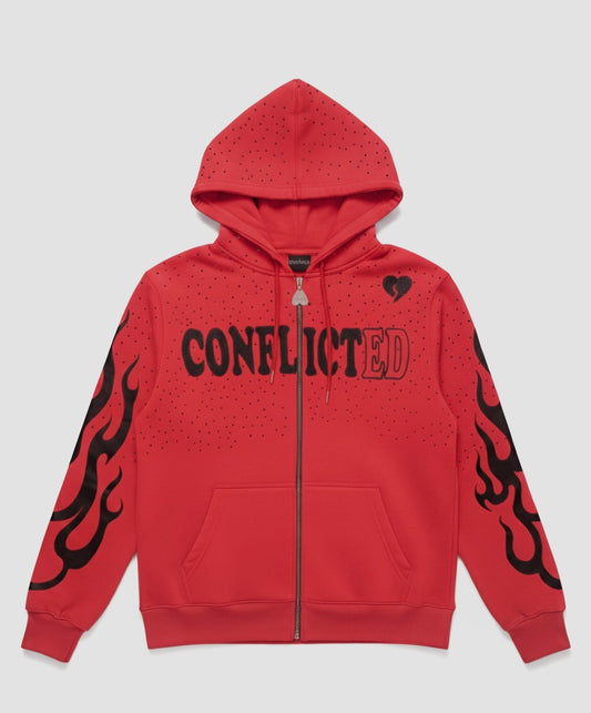 Red Rhinestone And Flame Jacket