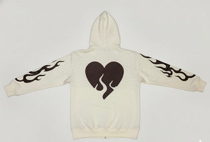 Cream Rhinestone And Flame Jacket