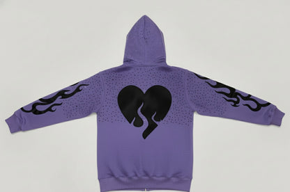 Light Purple Rhinestone And Flame Jacket