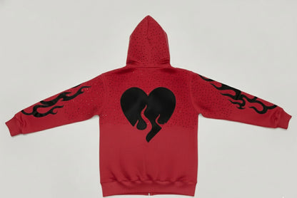Red Rhinestone And Flame Jacket
