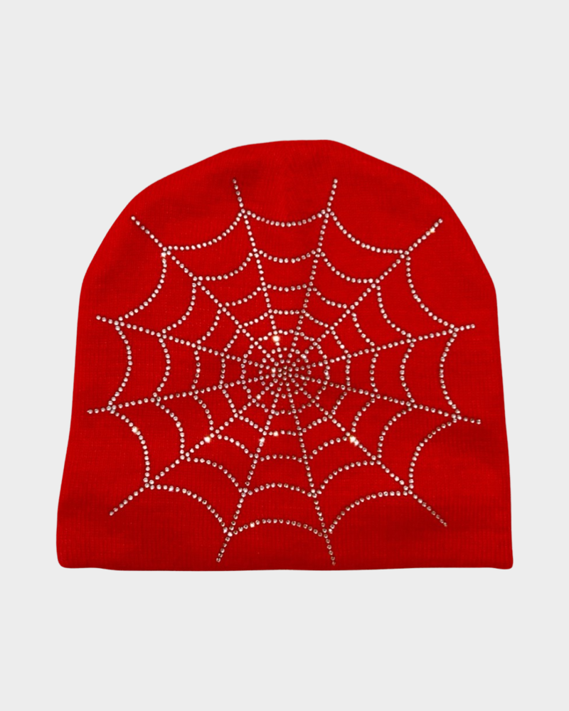 Rhinestone Spider Web Beanie